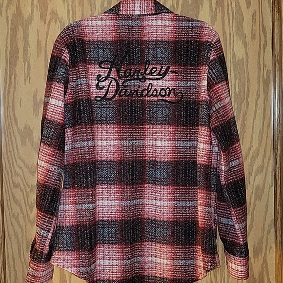 Harley-Davidson Women's Red and Black Checkered Flannel Jacket - Picture 4 of 5